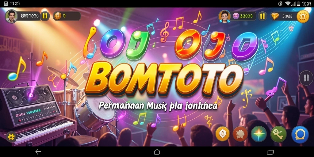 Tampilan gameplay BOMTOTO dengan berbagai tantangan musik.