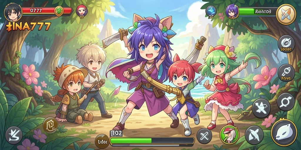 Tampilan gameplay <strong>INA777</strong> yang penuh aksi dan karakter anime.