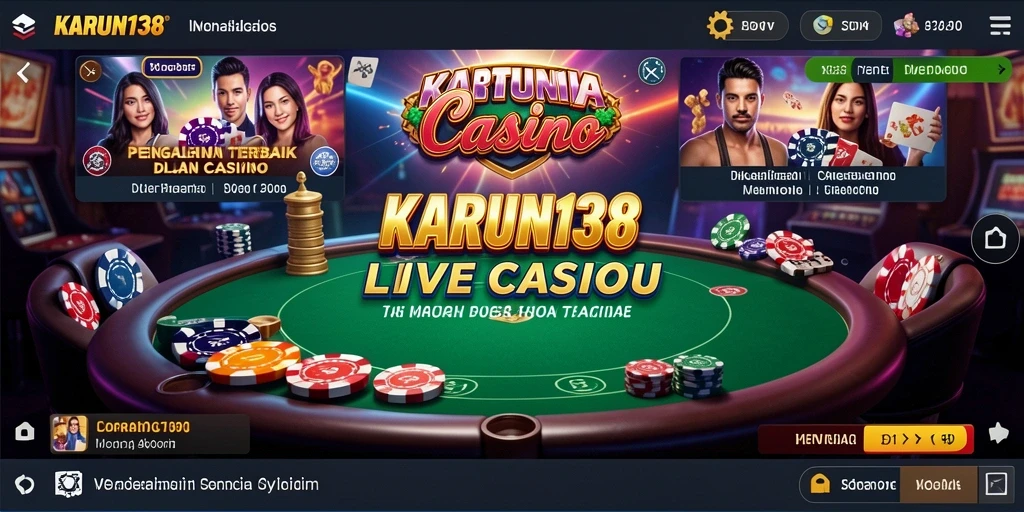 Tampilan gameplay nyata dari KARUN138 dengan dealer langsung yang interaktif.