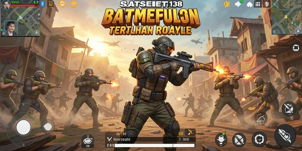Tampilan utama gameplay SATSET138 yang menampilkan aksi pertempuran seru.