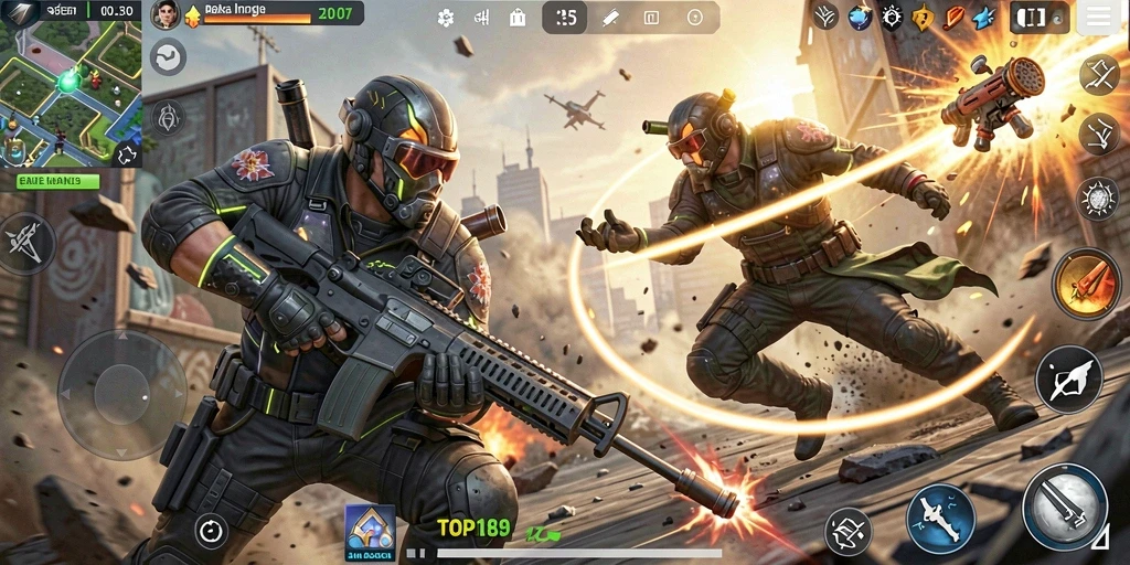 Screenshot menunjukkan aksi intens di dalam game TOPI189.